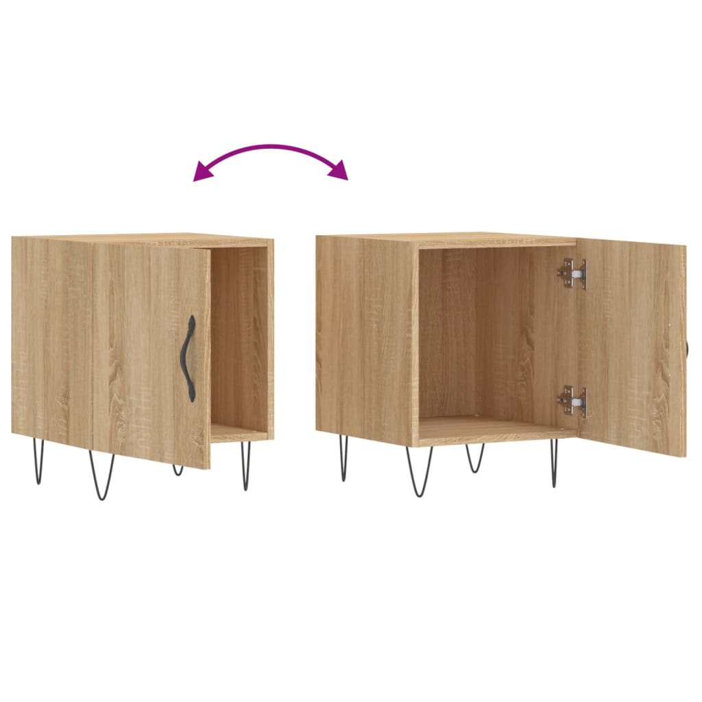 sengeborde 2 stk. 40x40x50 cm konstrueret træ sonoma-eg