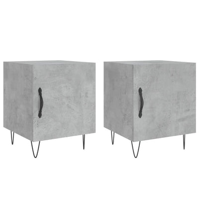 sengeborde 2 stk. 40x40x50 cm konstrueret træ betongrå