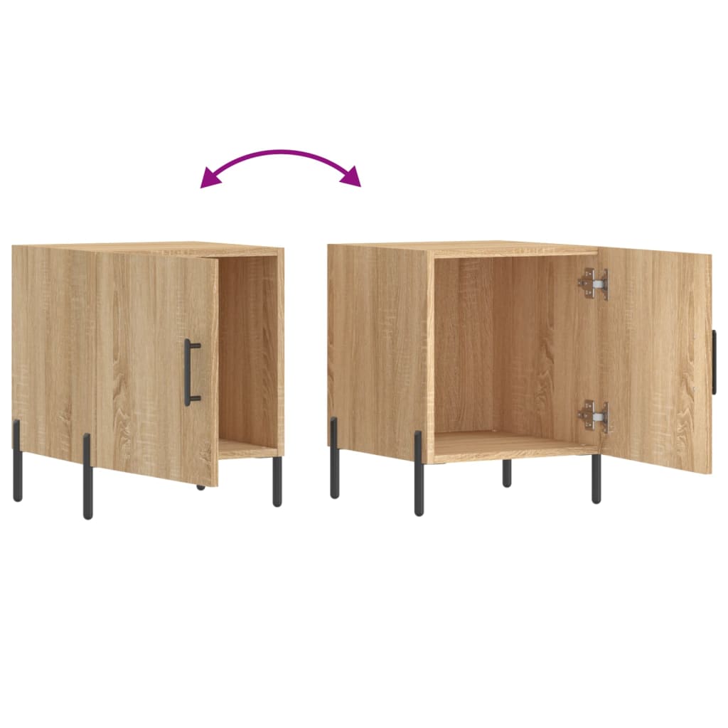 sengeborde 2 stk. 40x40x50 cm konstrueret træ sonoma-eg