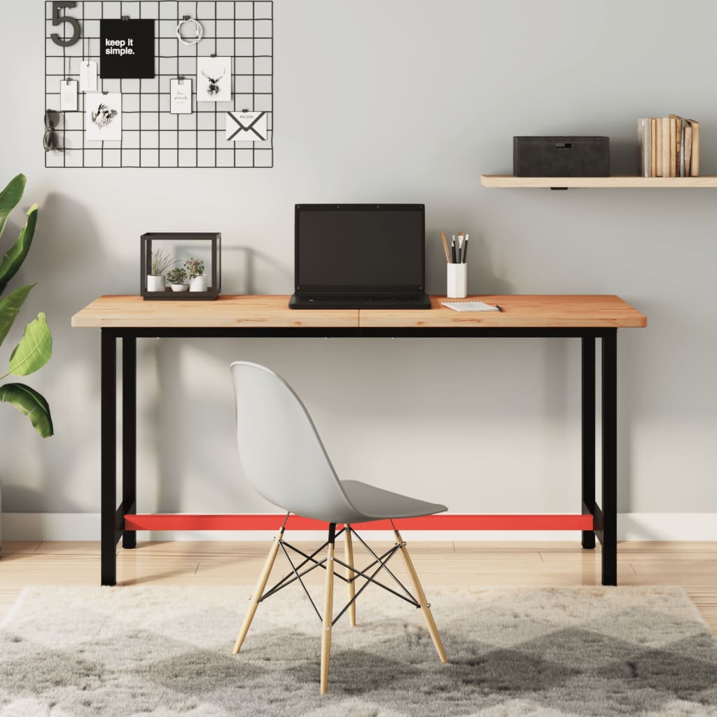 Arbejdsbænk 150 x 55 x 81,5 cm - massivt bøgetræ og metal