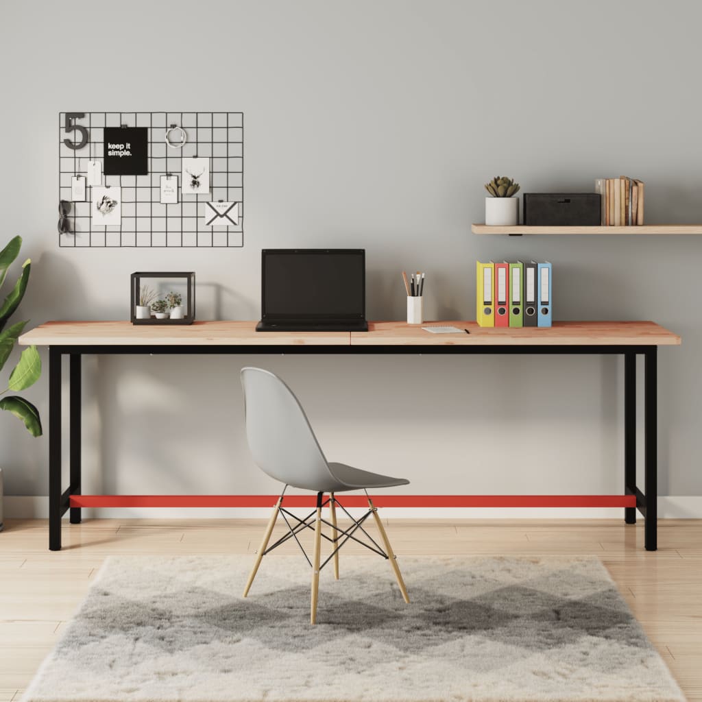 Arbejdsbænk 220 × 55 × 81,5 cm - massivt bøgetræ og metal