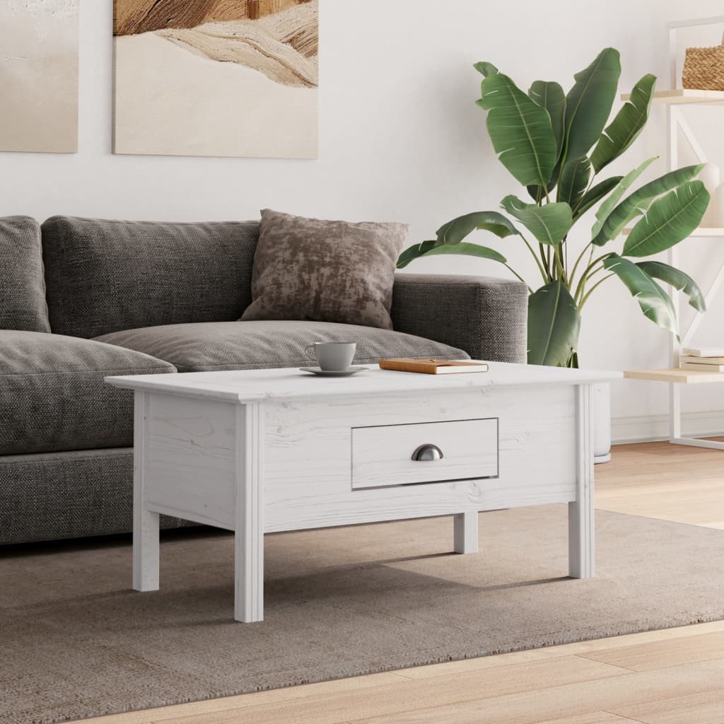 sofabord BODO 100x55x46 cm massivt fyrretræ hvid