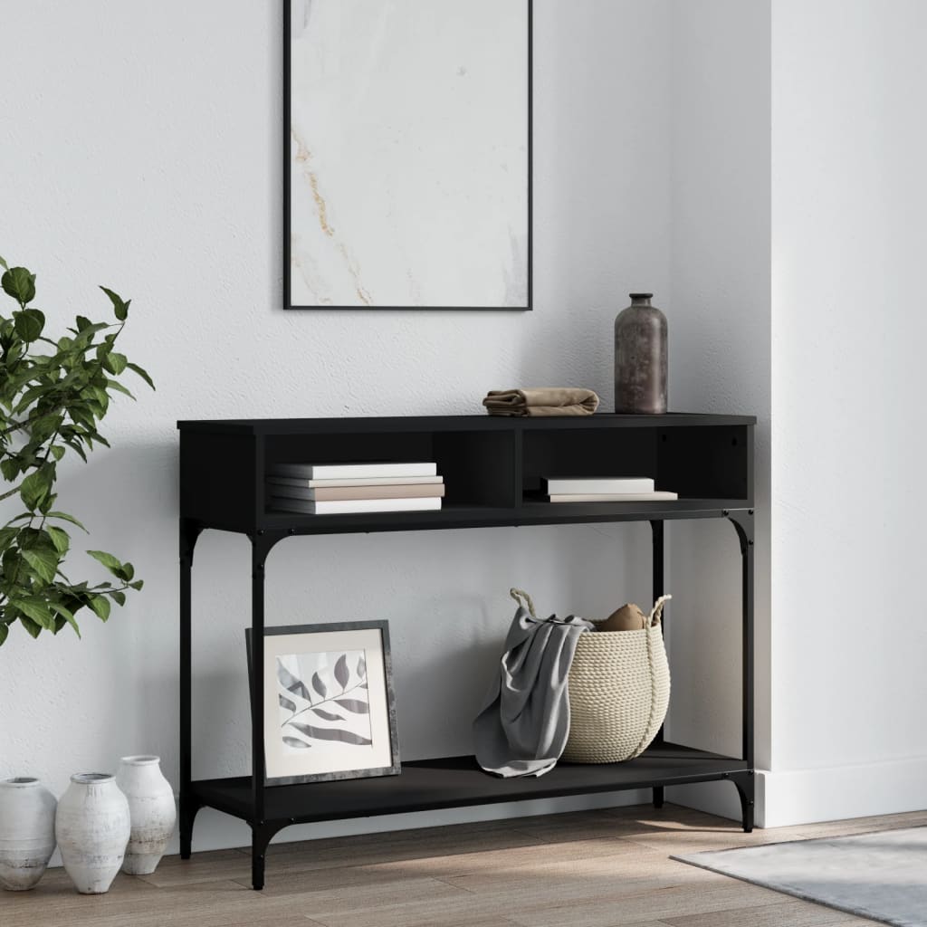 konsolbord 100x30,5x75 cm konstrueret træ sort