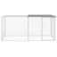 hønsebur med tag 203x98x90 cm galvaniseret stål lysegrå