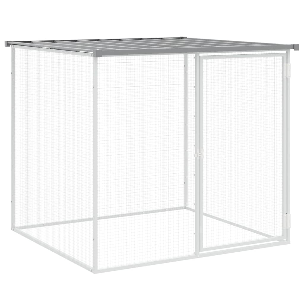 hønsehus med tag 603x98x90 cm galvaniseret stål lysegrå