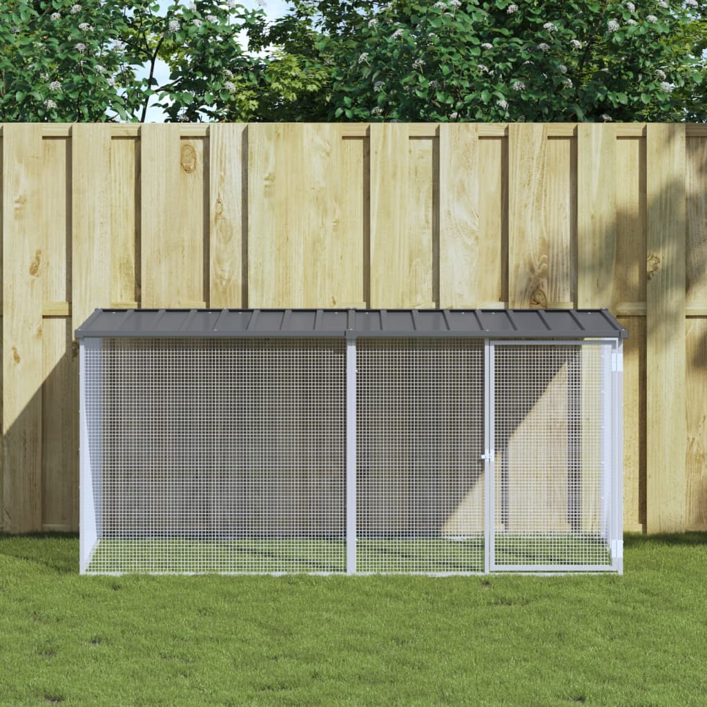 kyllingebur med tag antracit 203x98x90 cm galvaniseret stål billede
