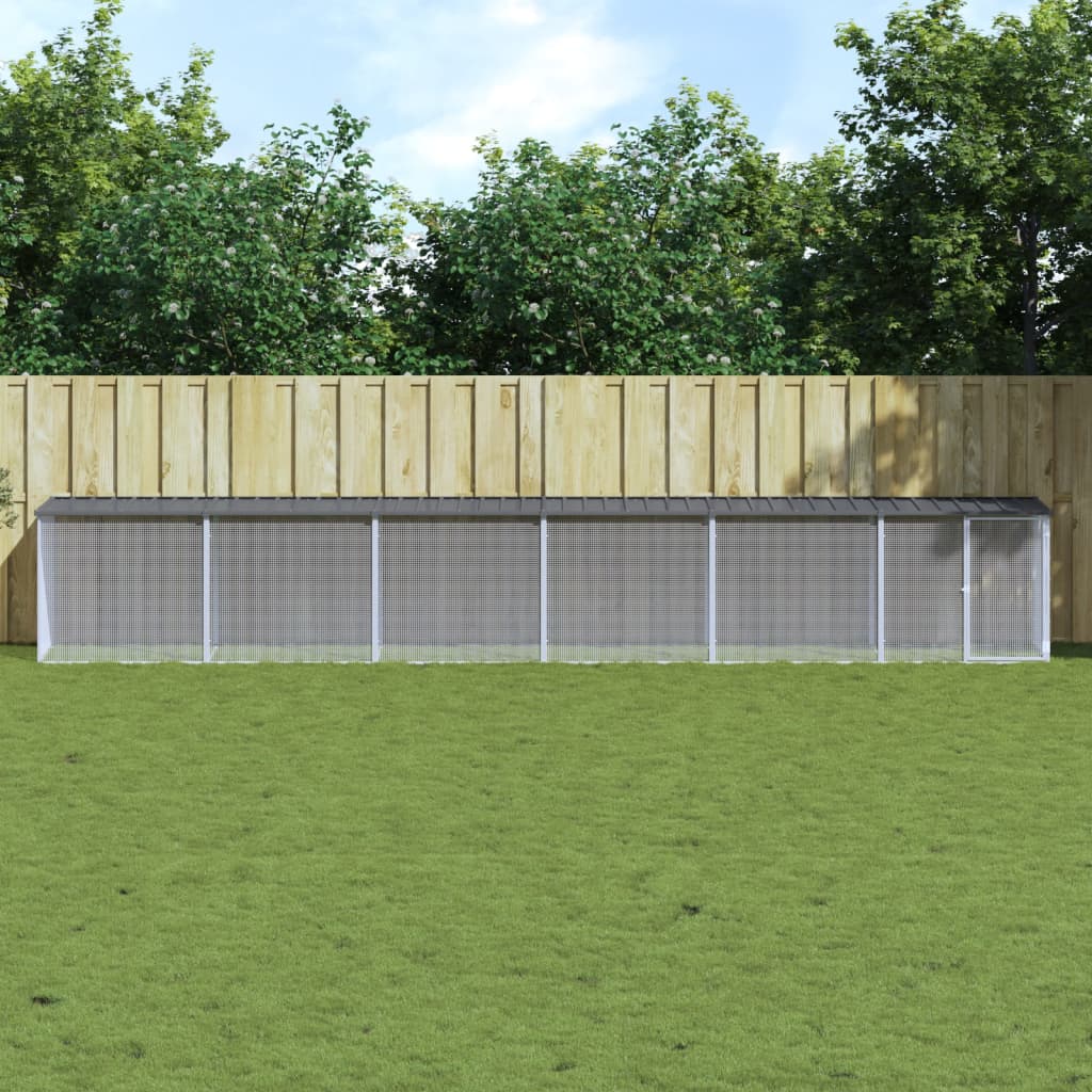 hønsebur med tag 603x98x90 cm galvaniseret stål antracitgrå billede