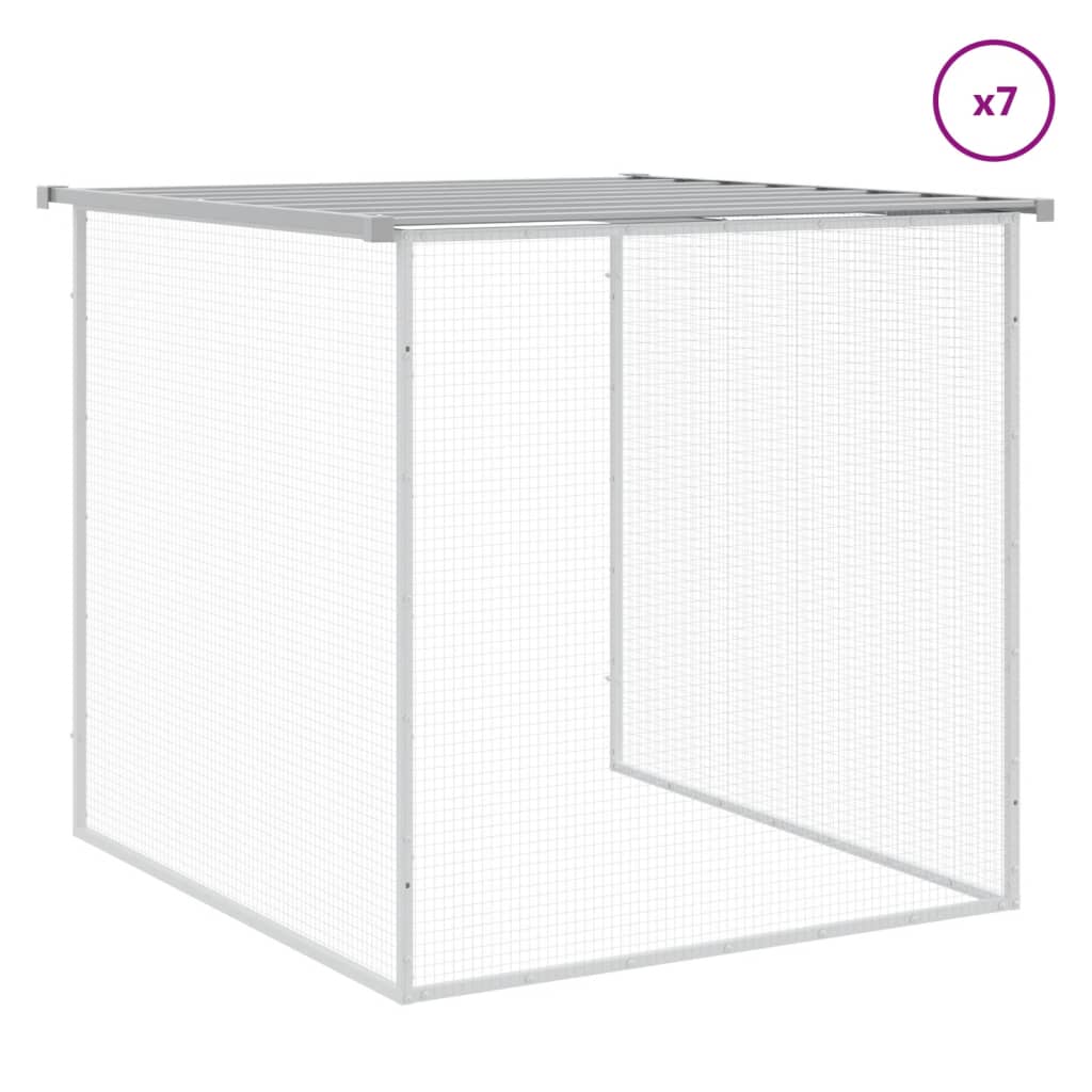 hønsebur med tag 803x98x90 cm galvaniseret stål lysegrå