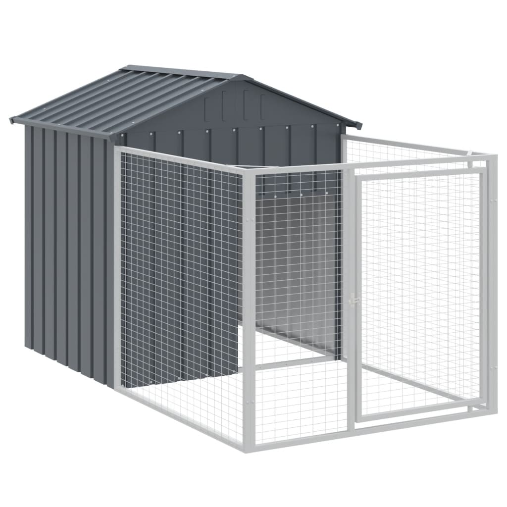 hundehus med tag 117x1221x123 cm galvaniseret stål antracitgrå