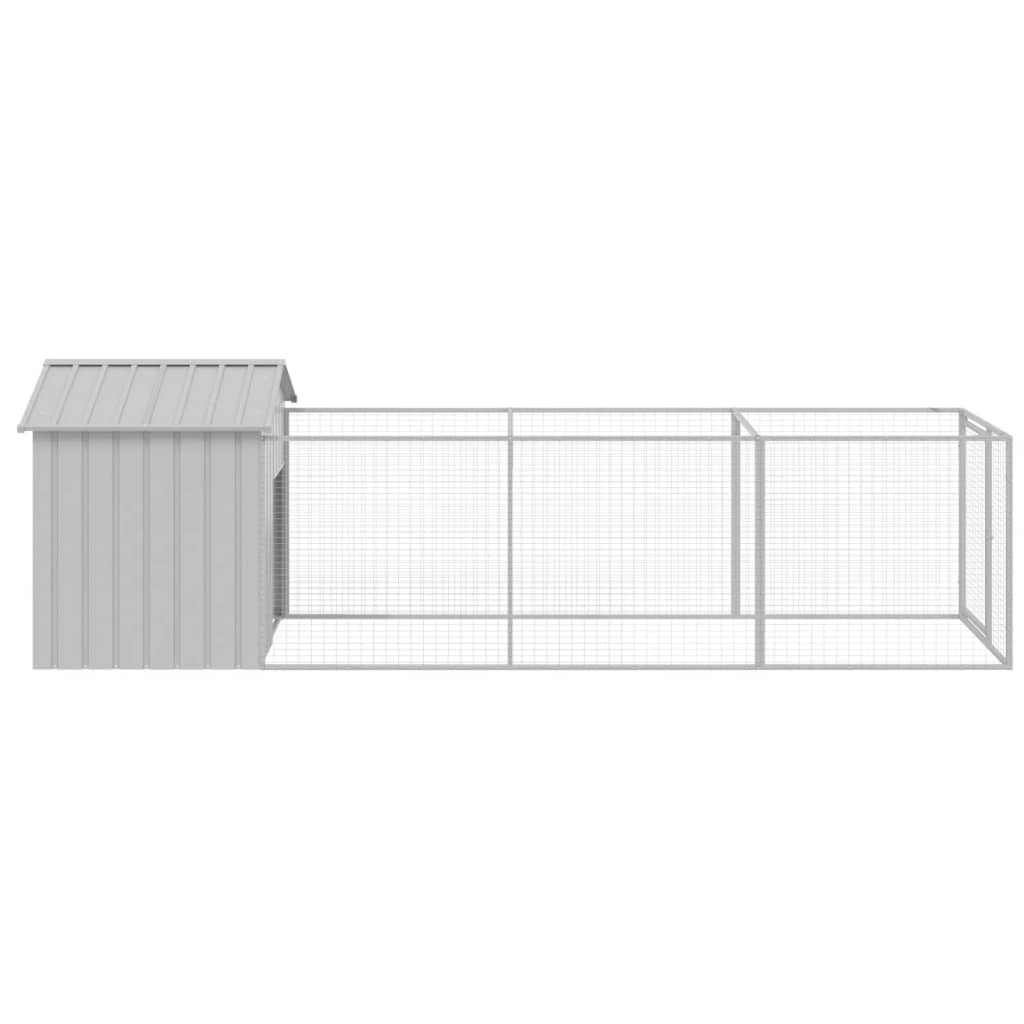 hundehus med tag 117x405x123 cm galvaniseret stål lysegrå