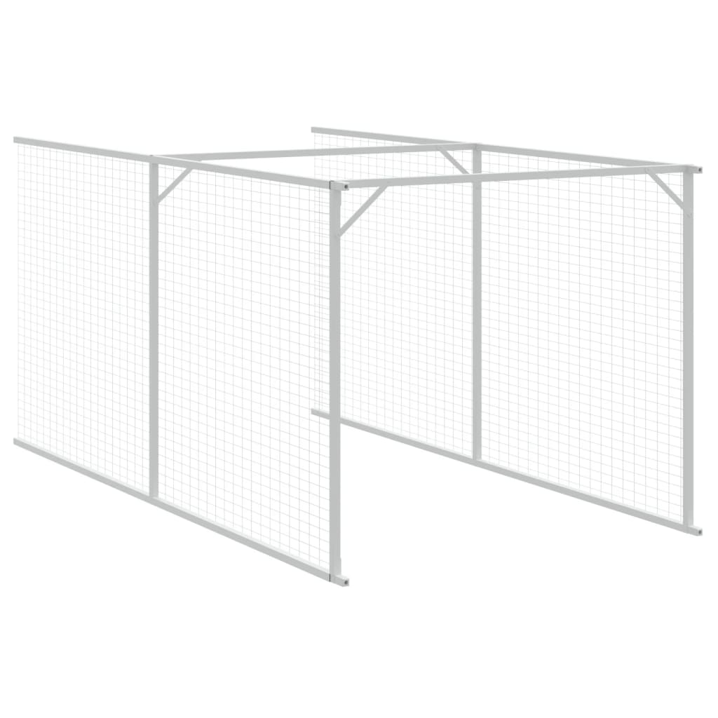 hundehus med tag 117x405x123 cm galvaniseret stål lysegrå