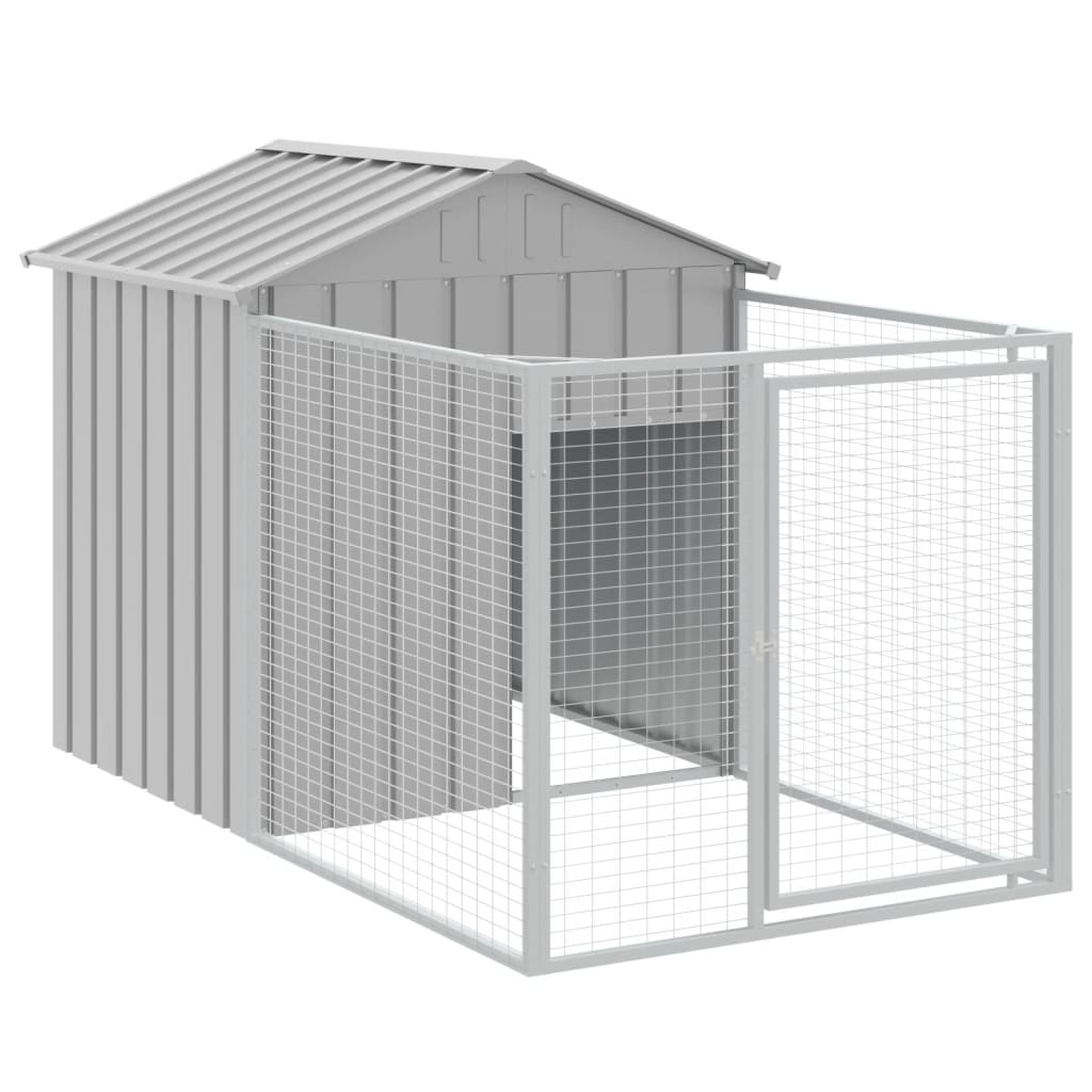 hundehus med tag 117x609x123 cm galvaniseret stål lysegrå