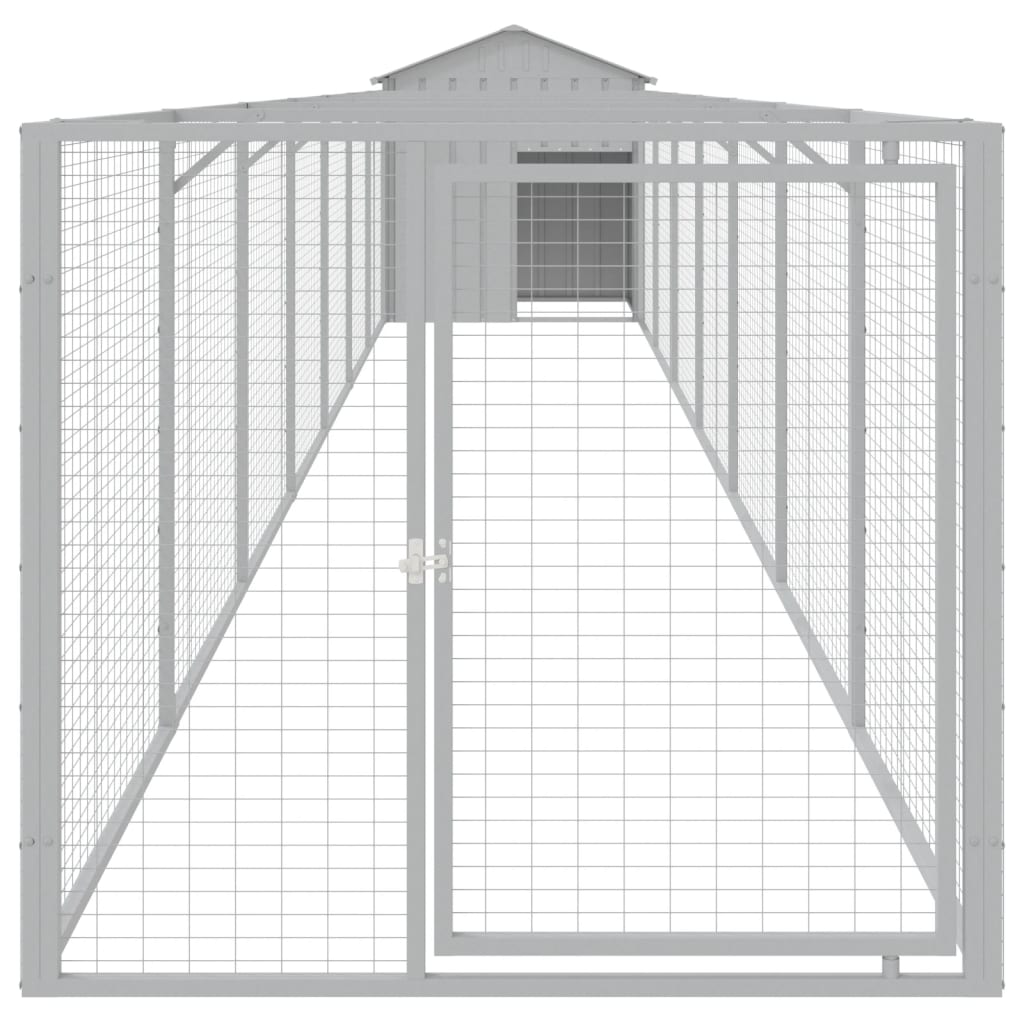 hundehus med tag 117x813x123 cm galvaniseret stål lysegrå