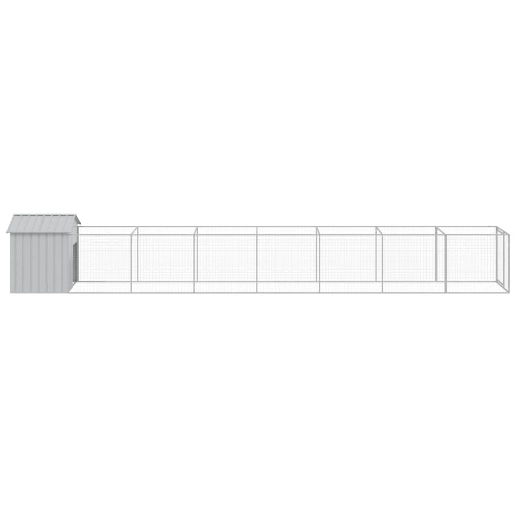 hundehus med tag 117x813x123 cm galvaniseret stål lysegrå