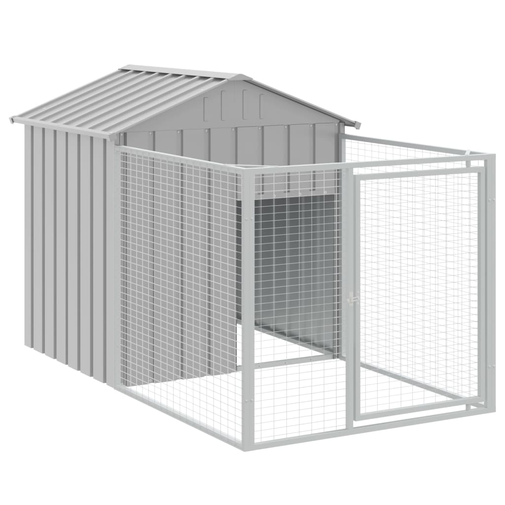 hundehus med tag 117x813x123 cm galvaniseret stål lysegrå
