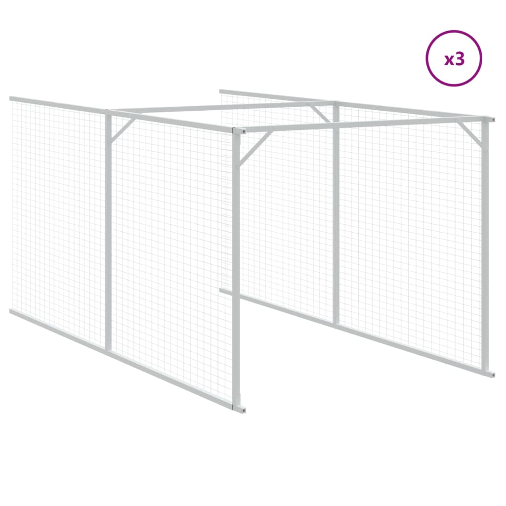hundehus med tag 117x813x123 cm galvaniseret stål lysegrå