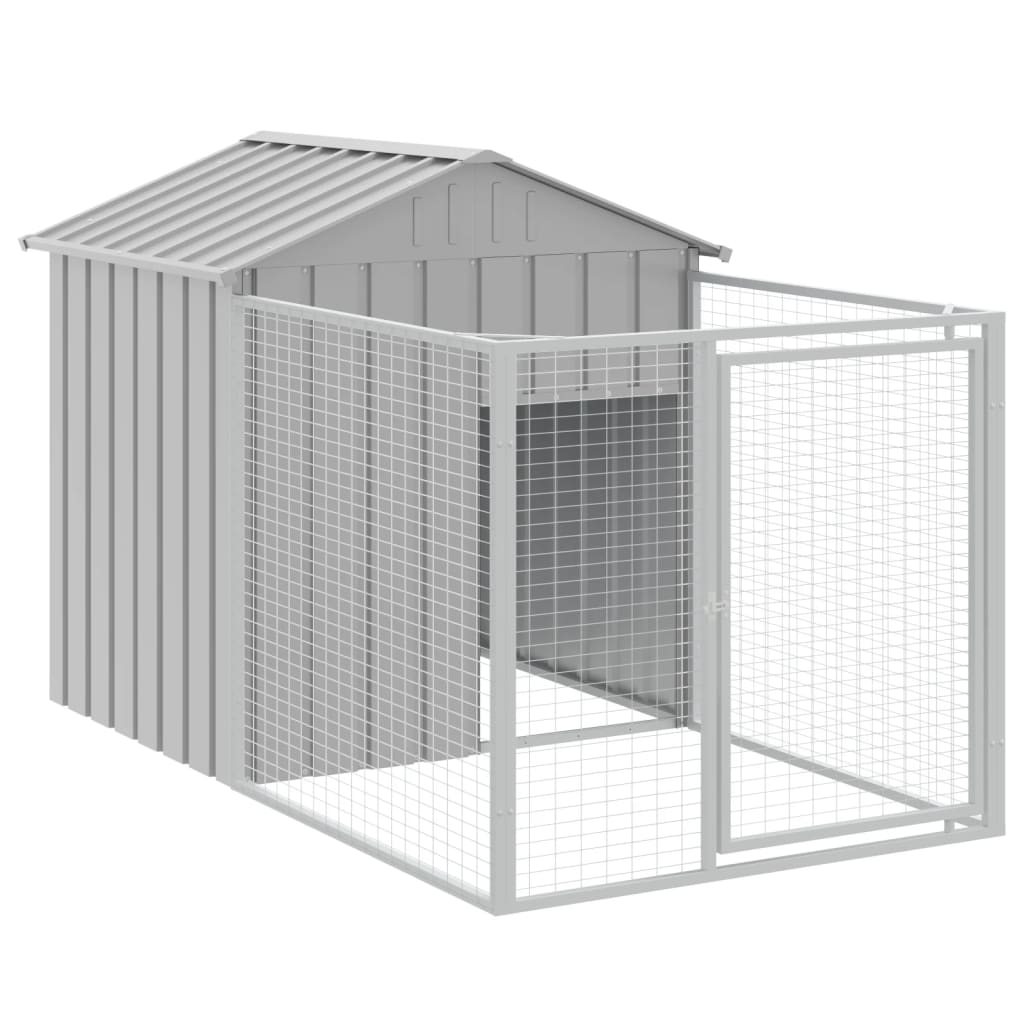 hundehus med tag 117x1221x123 cm galvaniseret stål lysegrå