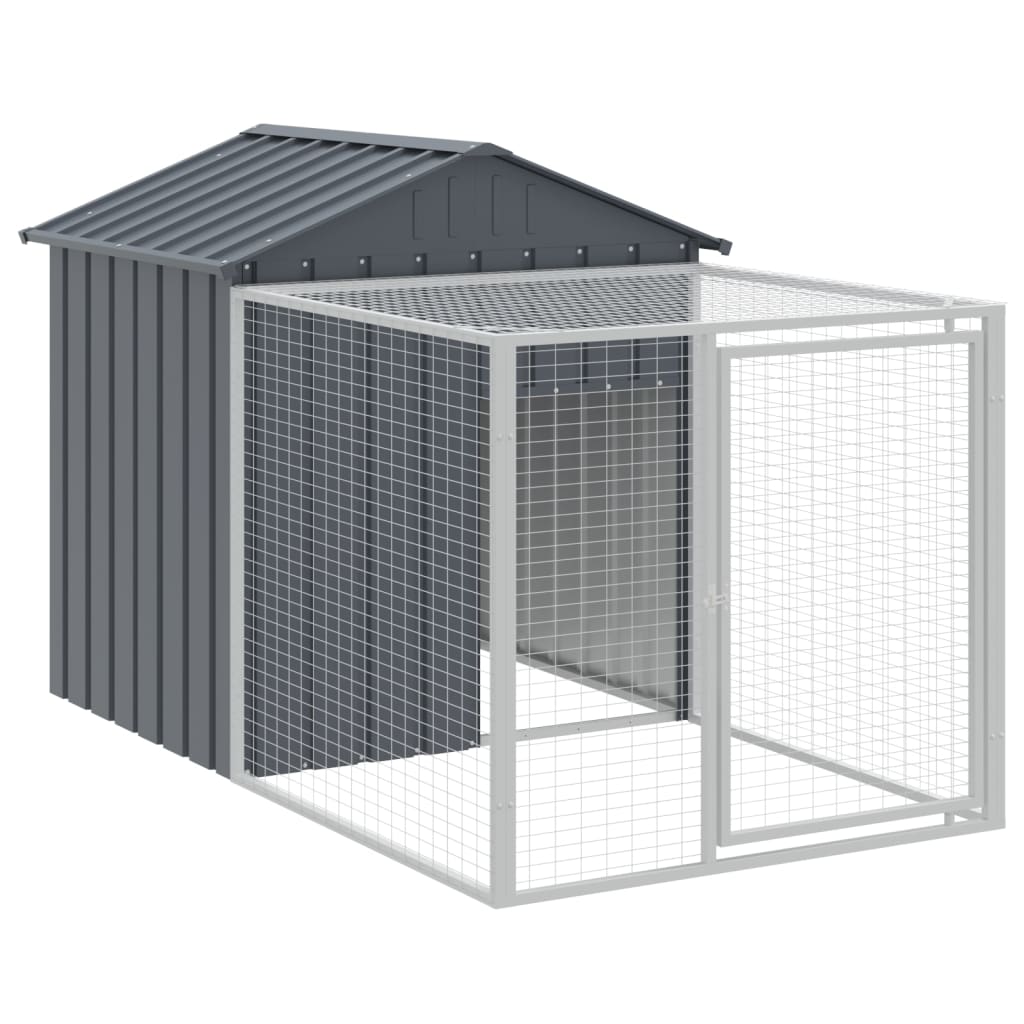 hønsehus med løbegård 117x405x123 cm galvaniseret stål antracit
