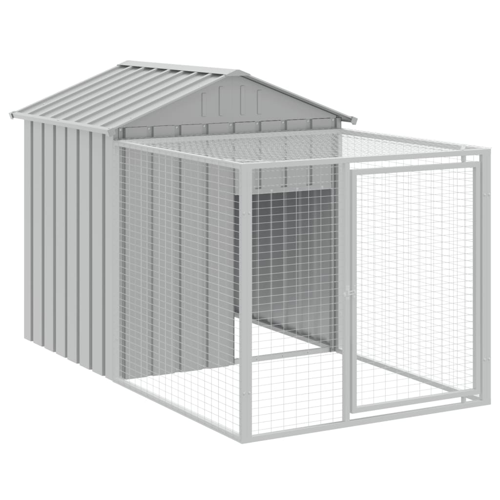 hønsehus med løbegård 117x1017x123 cm galvaniseret stål lysegrå