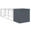 hundehus med løbegård 110x405x110 cm galvaniseret stål antracit