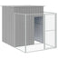 hundehus med løbegård 165x659x181 cm galvaniseret stål lysegrå