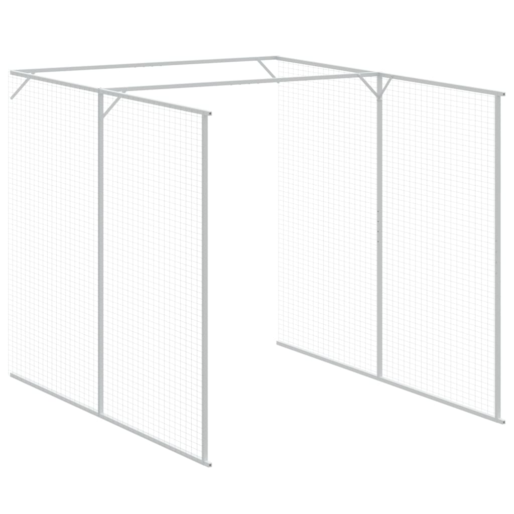 hundehus med løbegård 165x1271x181 cm galvaniseret stål lysegrå