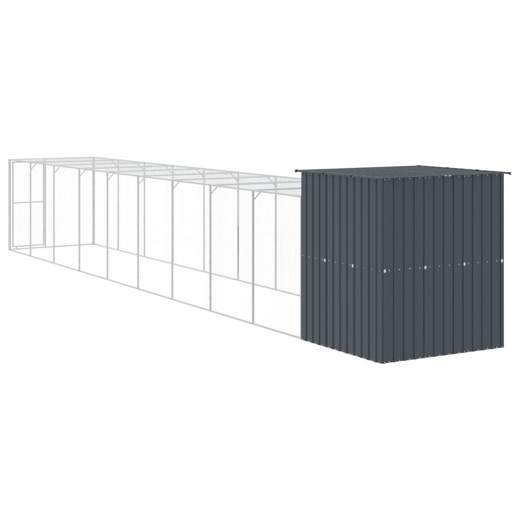 hønsehus m. løbegård 165x1067x181 cm galvaniseret stål antracit