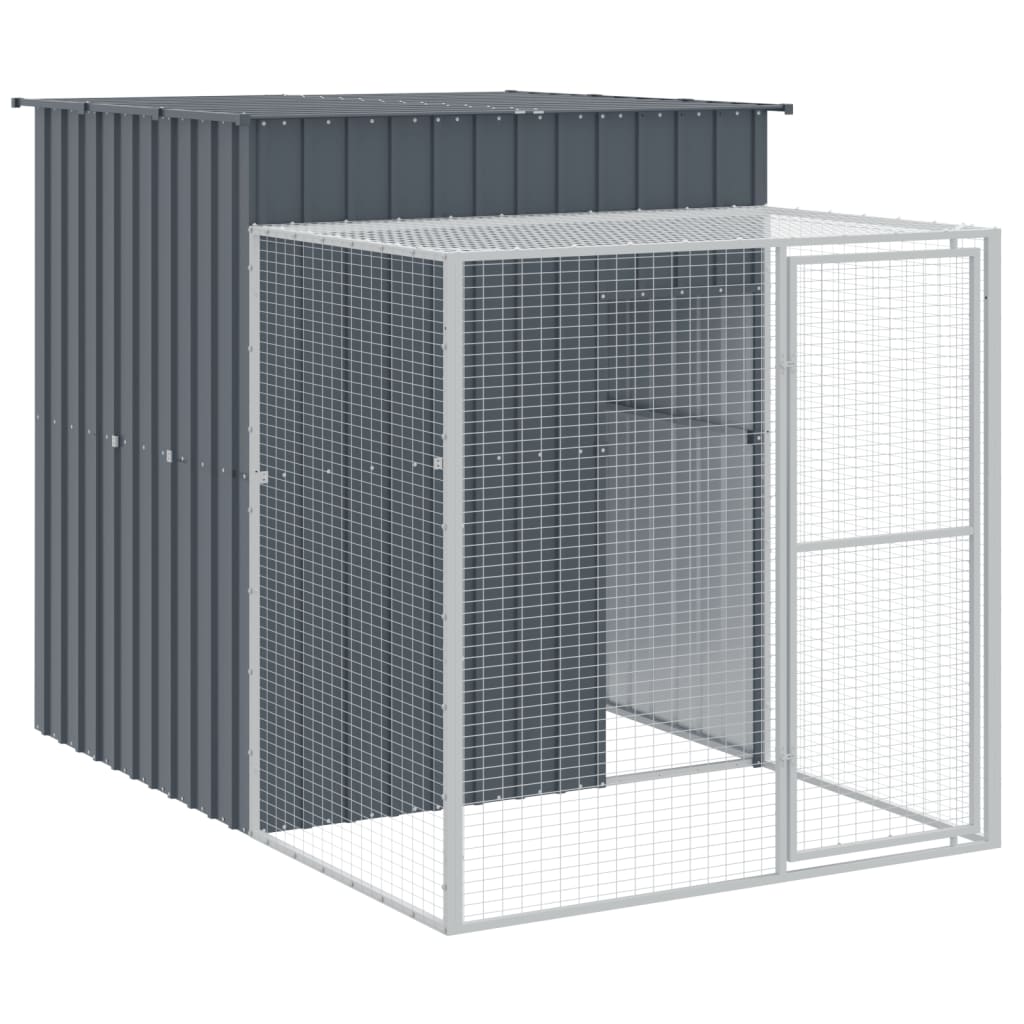 hønsehus m. løbegård 165x1067x181 cm galvaniseret stål antracit