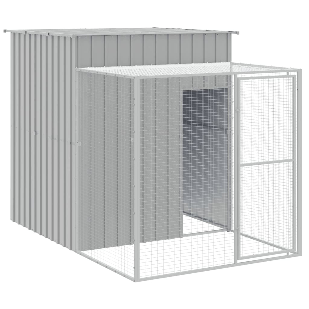hønsehus med løbegård 165x455x181 cm galvaniseret stål lysegrå