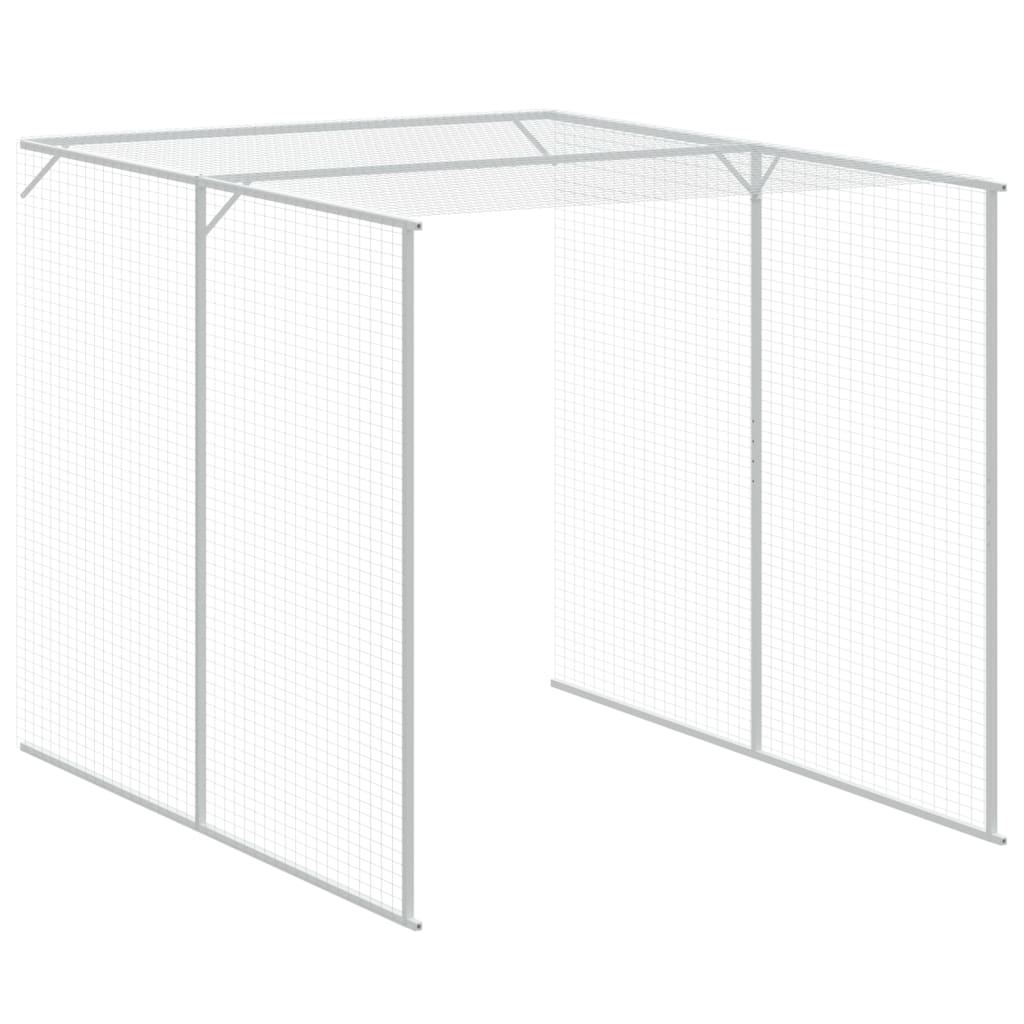 hønsehus med løbegård 165x1067x181 cm galvaniseret stål lysegrå