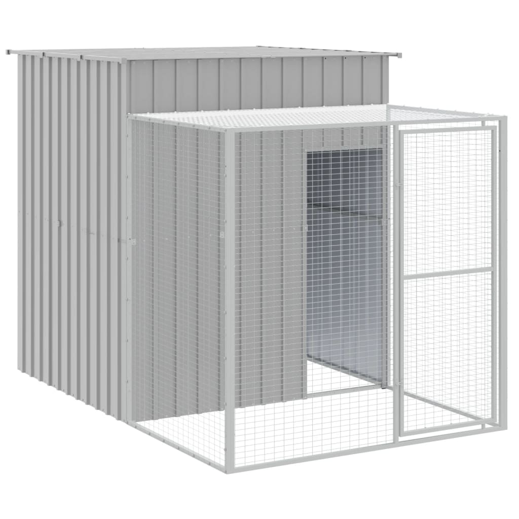 hønsehus med løbegård 165x1271x181 cm galvaniseret stål lysegrå