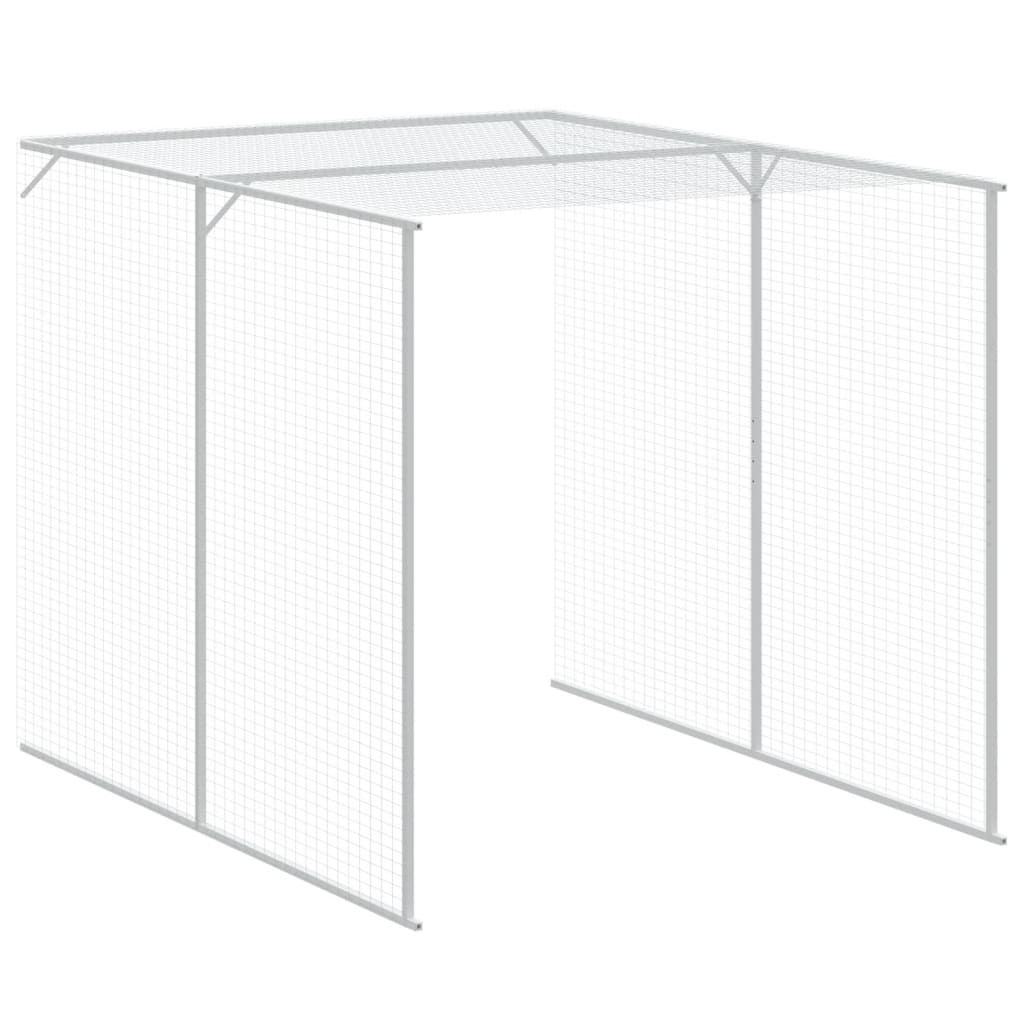 hønsehus med løbegård 165x1271x181 cm galvaniseret stål lysegrå