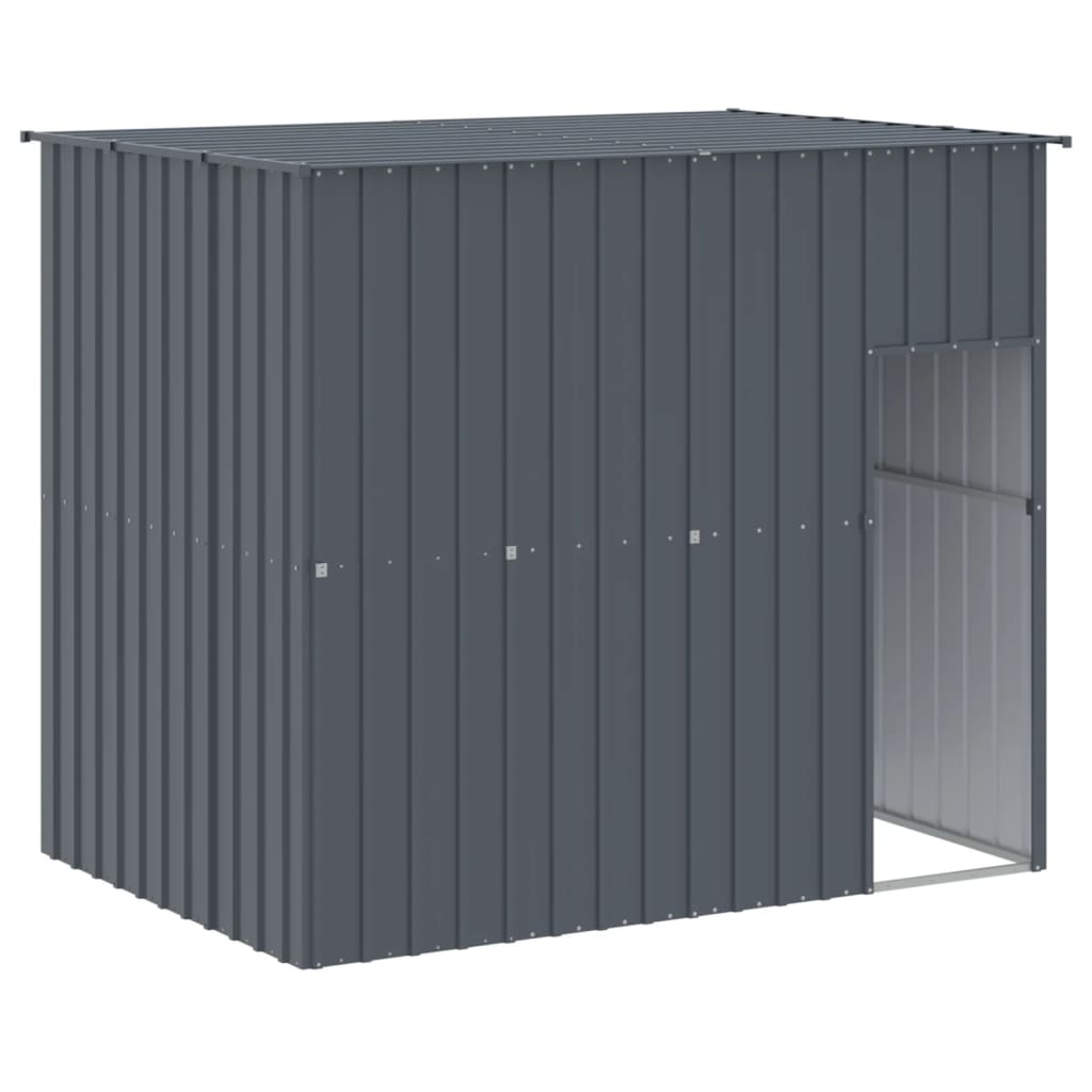 hundehus m. løbegård 214x1069x181 cm galvaniseret stål antracit