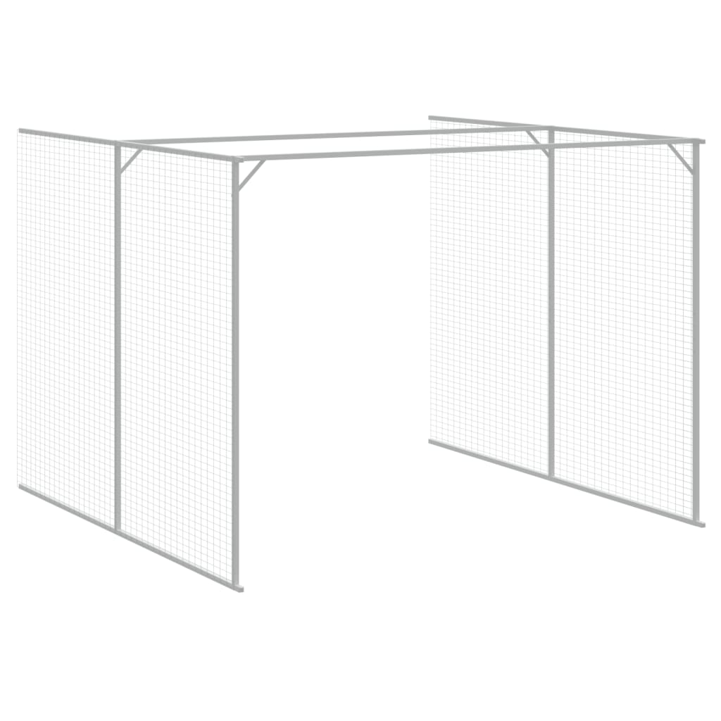 hundehus med løbegård 214x661x181 cm galvaniseret stål lysegrå