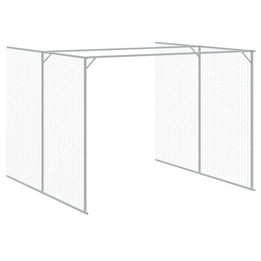 hundehus med løbegård 214x1069x181 cm galvaniseret stål lysegrå