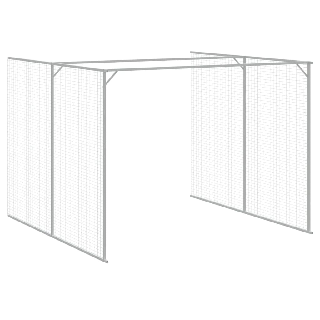 hundehus med løbegård 214x1273x181 cm galvaniseret stål lysegrå