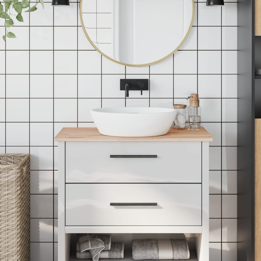 bordplade til badeværelse 80x40x1,5 cm ubehandlet massiv bøg billede