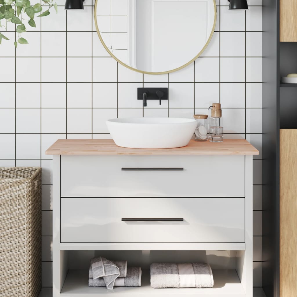 bordplade til badeværelse 100x50x1,5 cm ubehandlet massiv bøg billede