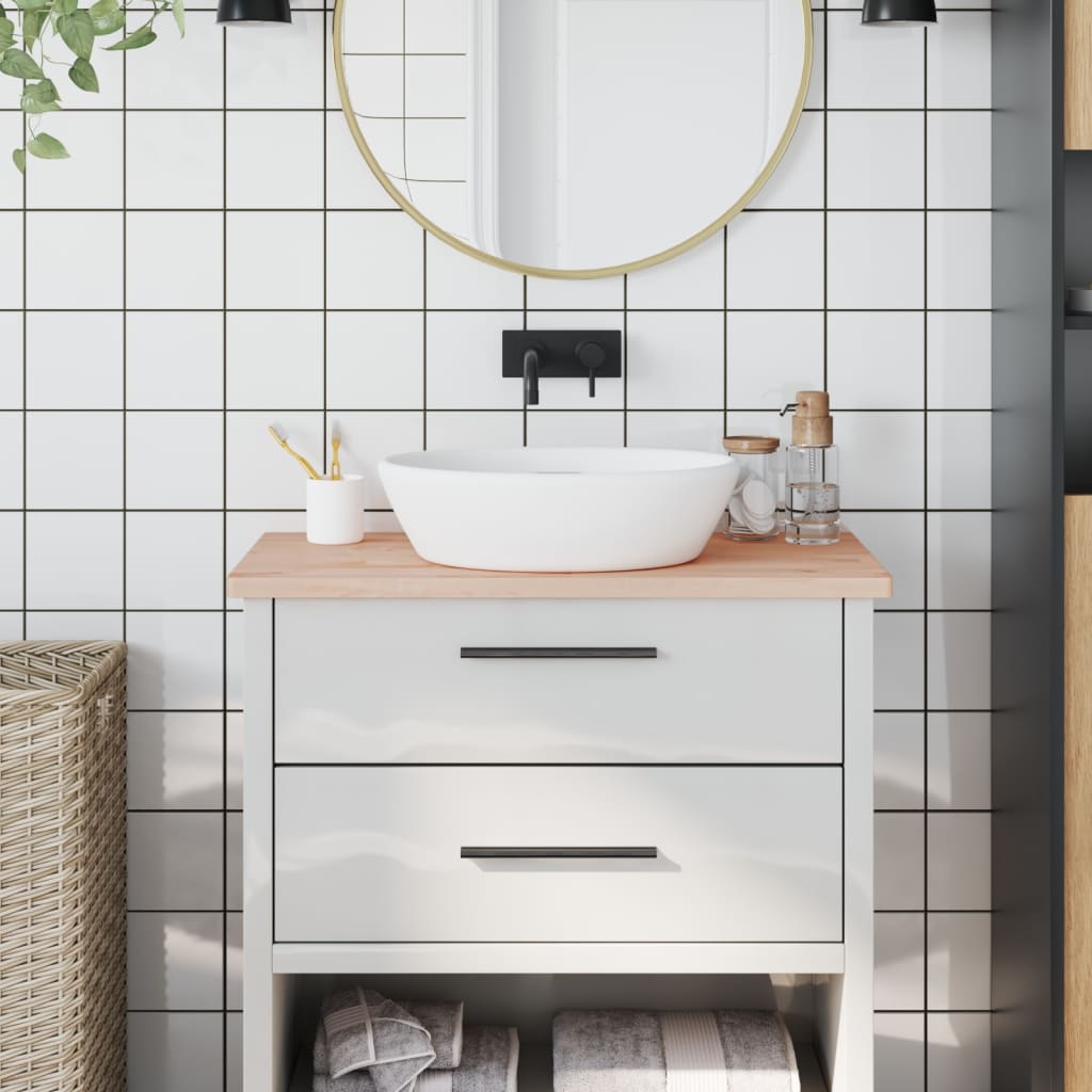 bordplade til badeværelse 80x40x2,5 cm massivt bøgetræ billede