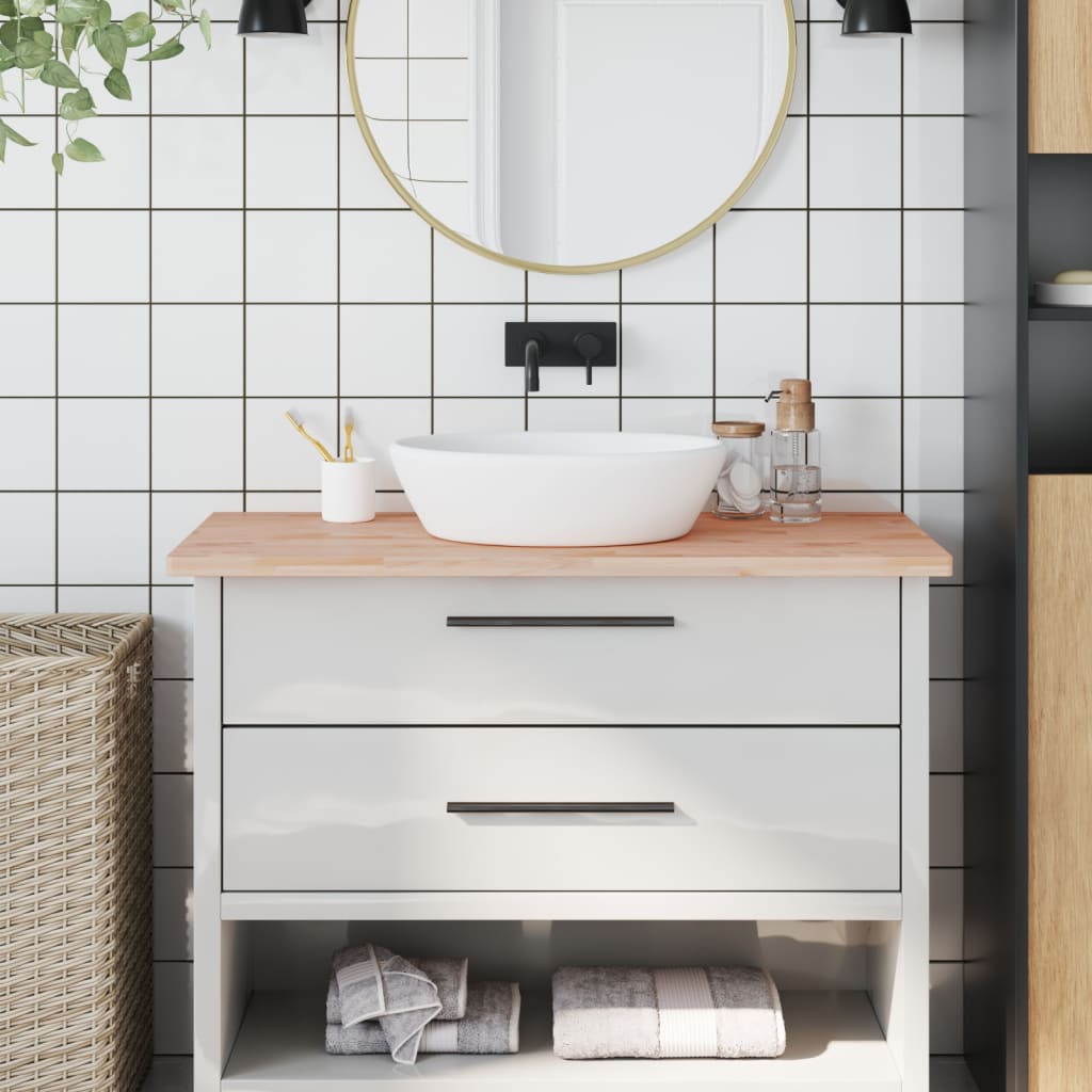 bordplade til badeværelse 100x50x2,5 cm massivt bøgetræ billede