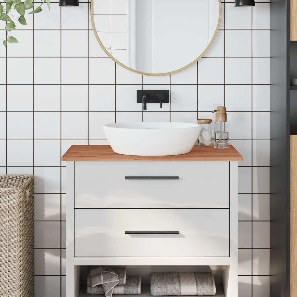 bordplade til badeværelse 80x40x1,5 cm ubehandlet massiv bøg billede
