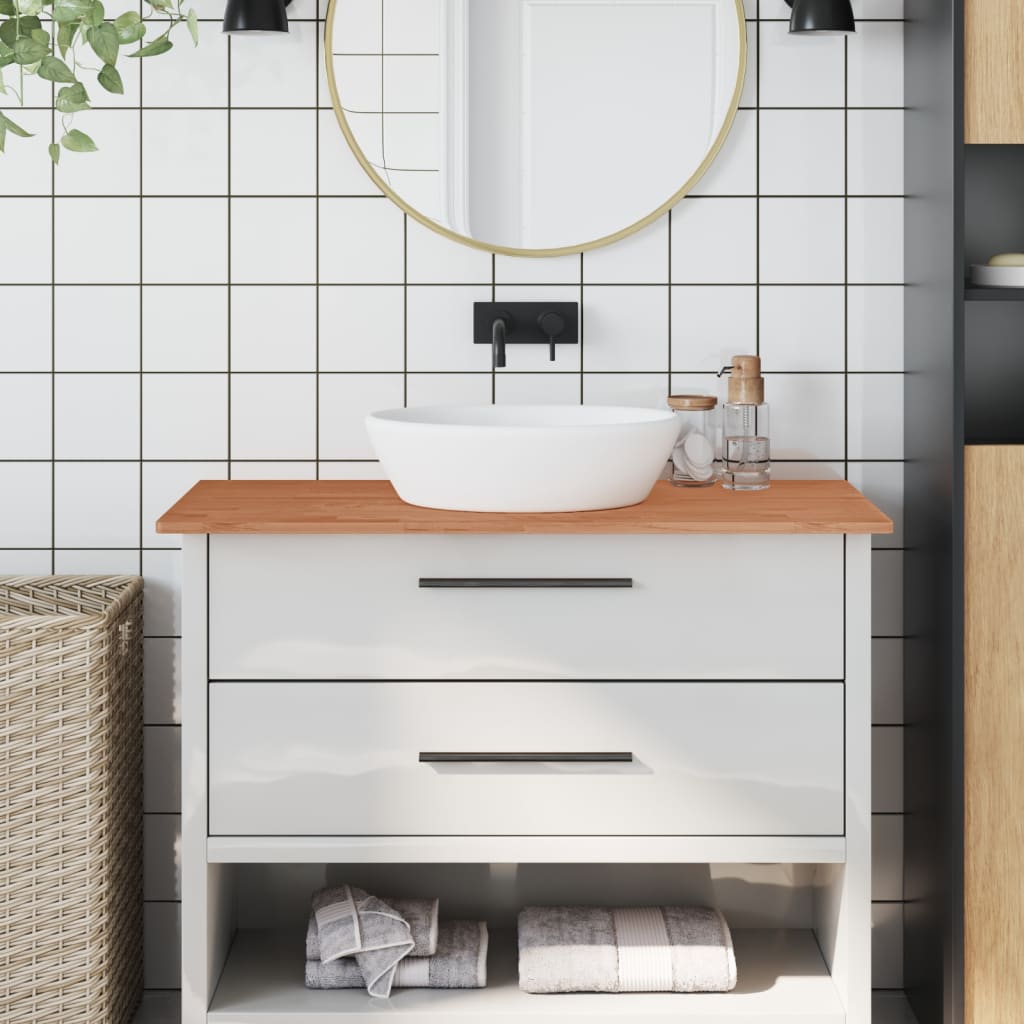 bordplade til badeværelse 100x50x1,5 cm ubehandlet massiv bøg billede