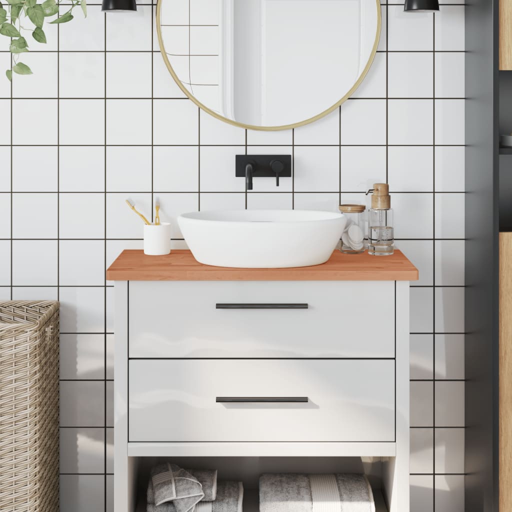 bordplade til badeværelse 80x40x2,5 cm massivt bøgetræ billede