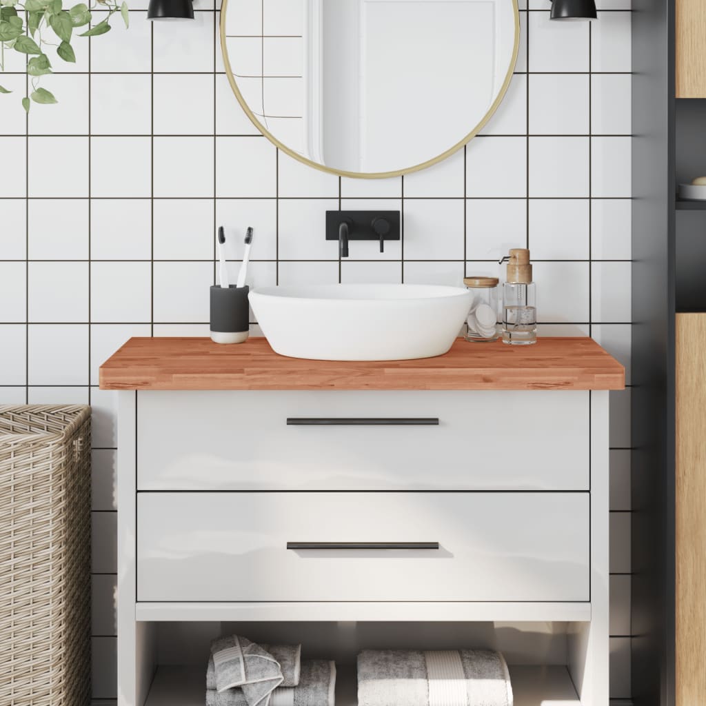 bordplade til badeværelse 100x50x4 cm massivt bøgetræ