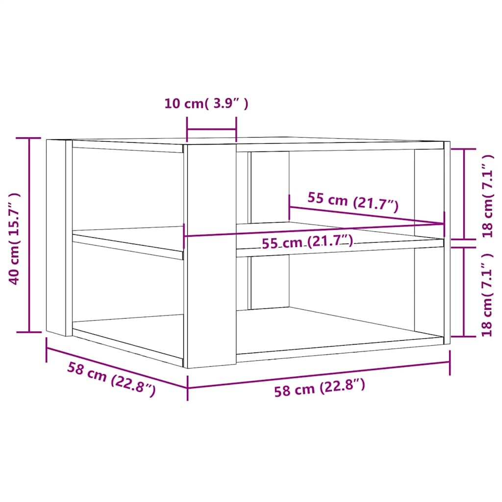 sofabord 58x58x40 cm konstrueret træ sonoma-eg