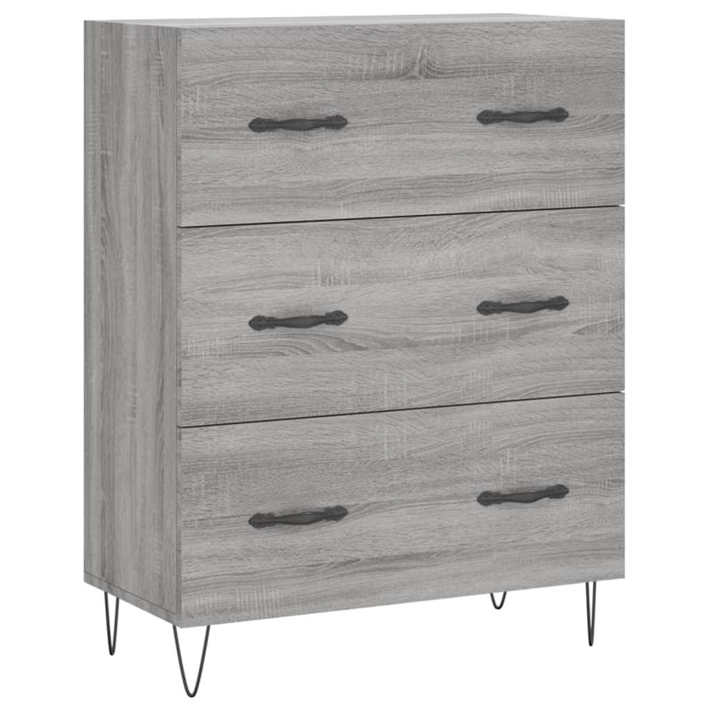 højskab 69,5x34x180 cm konstrueret træ grå sonoma-eg