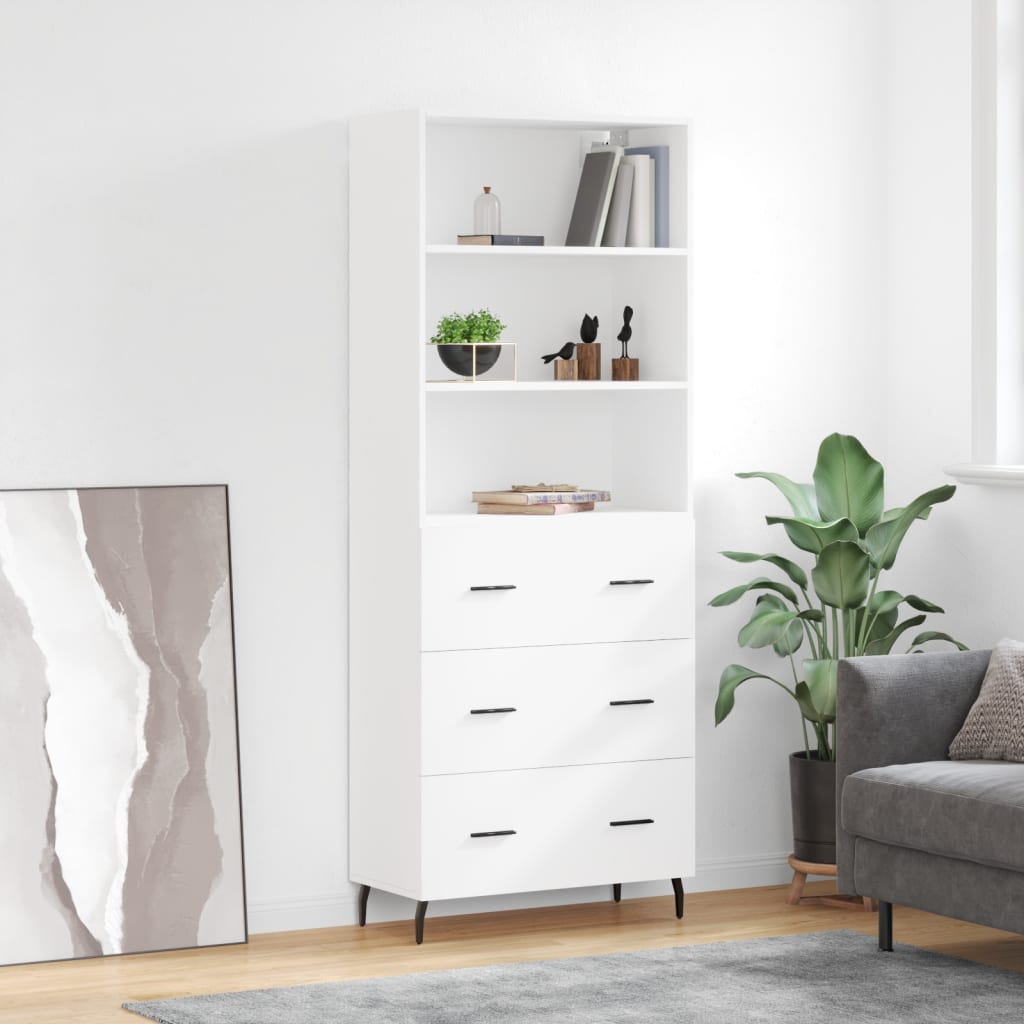 højskab 69,5x34x180 cm konstrueret træ hvid