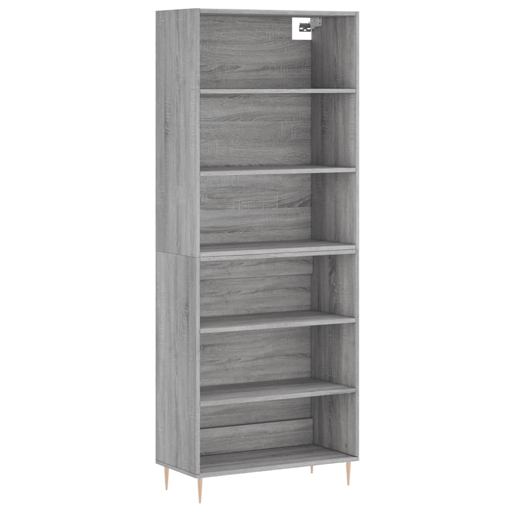 reol 69,5x32,5x180 cm konstrueret træ grå sonoma-eg