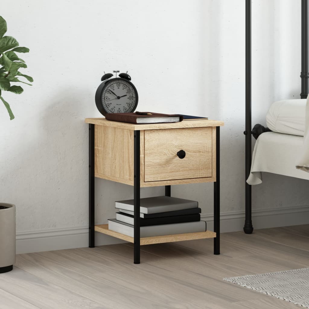 sengebord 34x35,5x45 cm konstrueret træ sonoma-eg billede