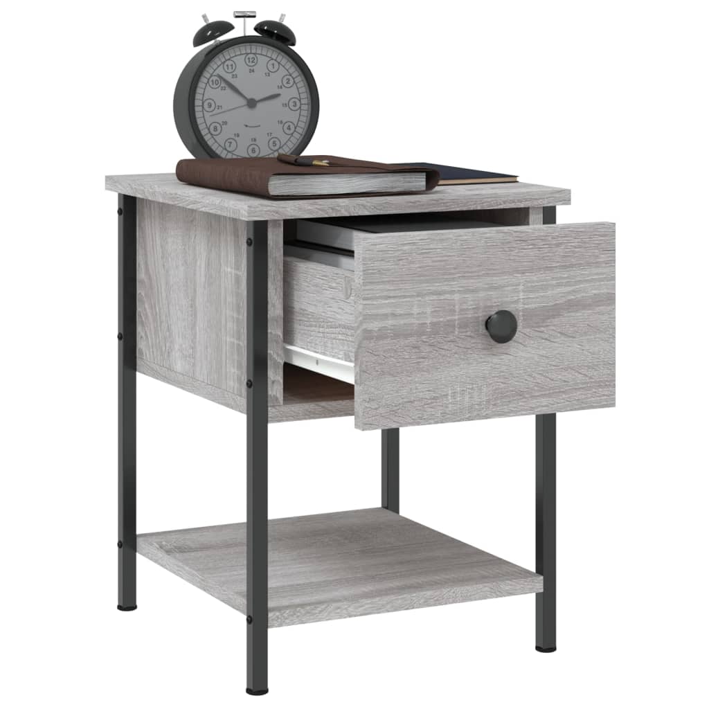 sengebord 2 stk. 34x35,5x45 cm konstrueret træ grå sonoma-eg